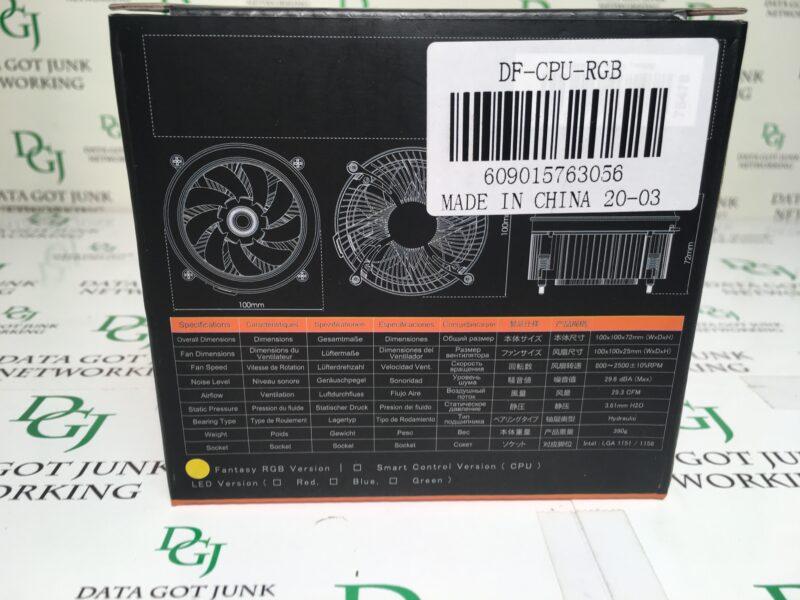 darkFlash Shadow PWM Aluminum CPU Cooler LED Addressable RGB Motherboard Cooling Fan