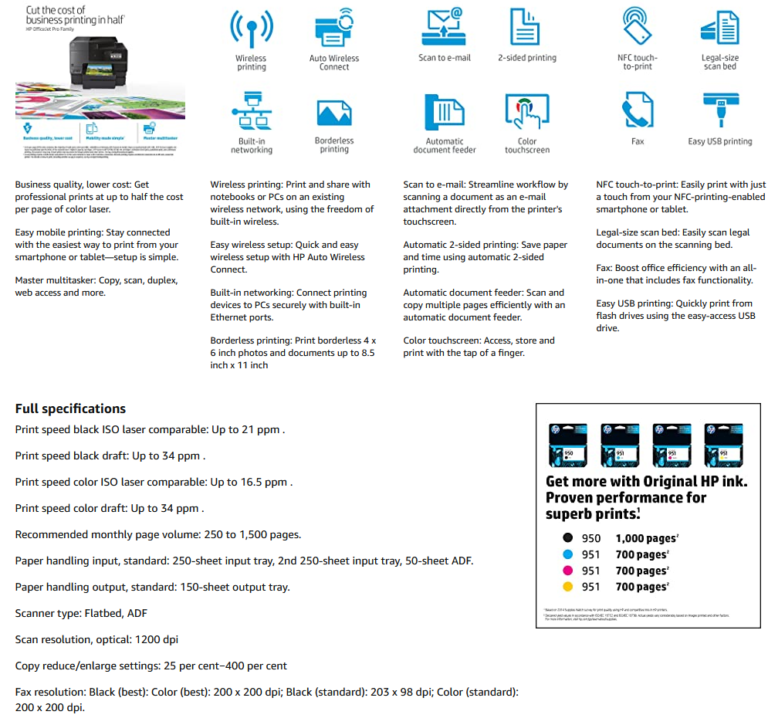HP OfficeJet Pro 8630 e-All-In-One Inkjet Printer - Data Got Junk