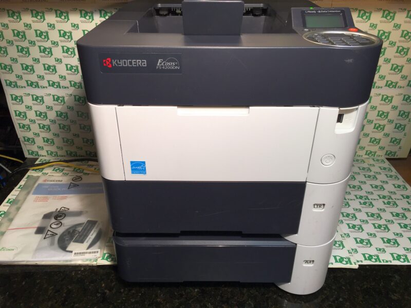 Kyocera 1102L12US0 Model FS-4200DN Black & White Network Laser Printer, 5 Line LCD Display Panel for Ease of Use, 52 Pages Per Minute, 2600 Sheet Maximum Paper Capacity, Convenient USB Host Printing